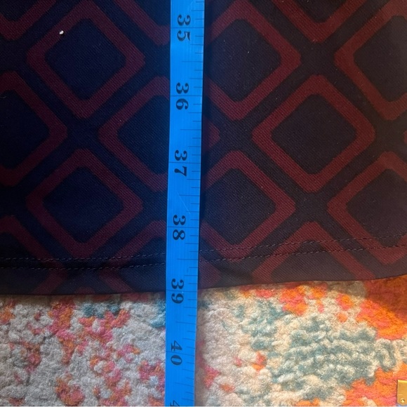 Lauren Ralph Lauren Navy Blue Maroon Diamond Geometric Print Shift Dress Size 6 - Picture 7 of 7